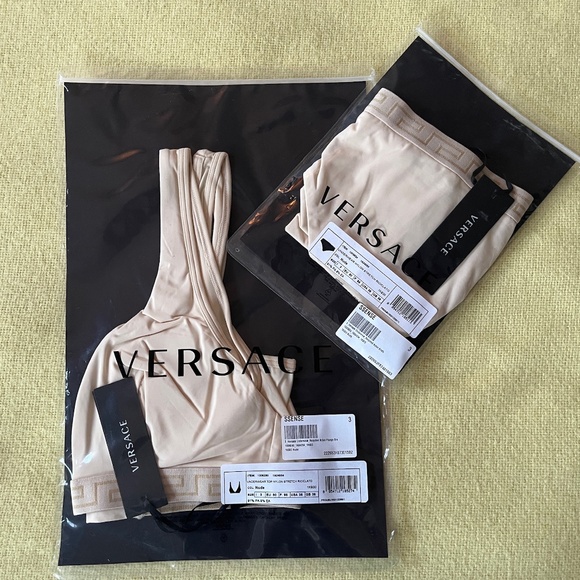NWT - Versace - Greca Border Bra & Brief Set - Size 3 - Nude - Picture 1 of 5